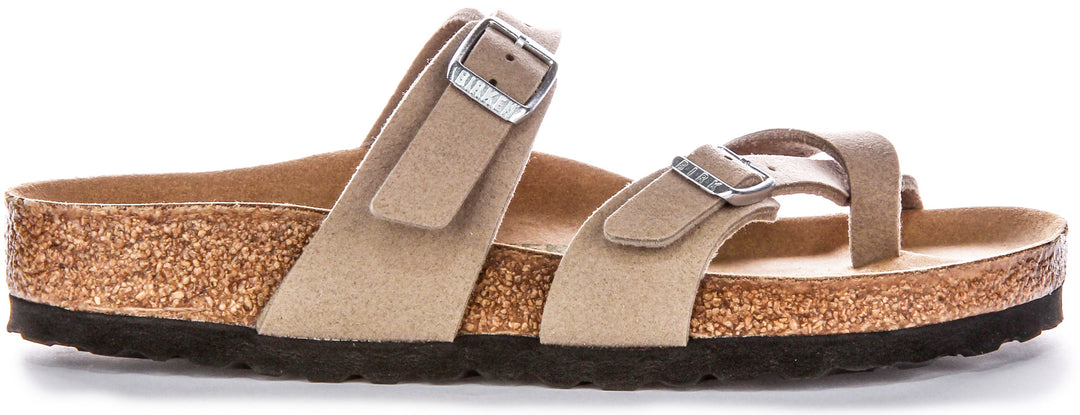 Birkenstock Mayari Sandales Véganes à Boucle d'Orteil en Taupe