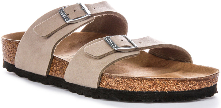 Birkenstock Sydney BS Sandales Véganes à Deux Brides Réglables en Taupe