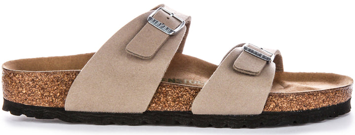 Birkenstock Sydney BS Sandales Véganes à Deux Brides Réglables en Taupe