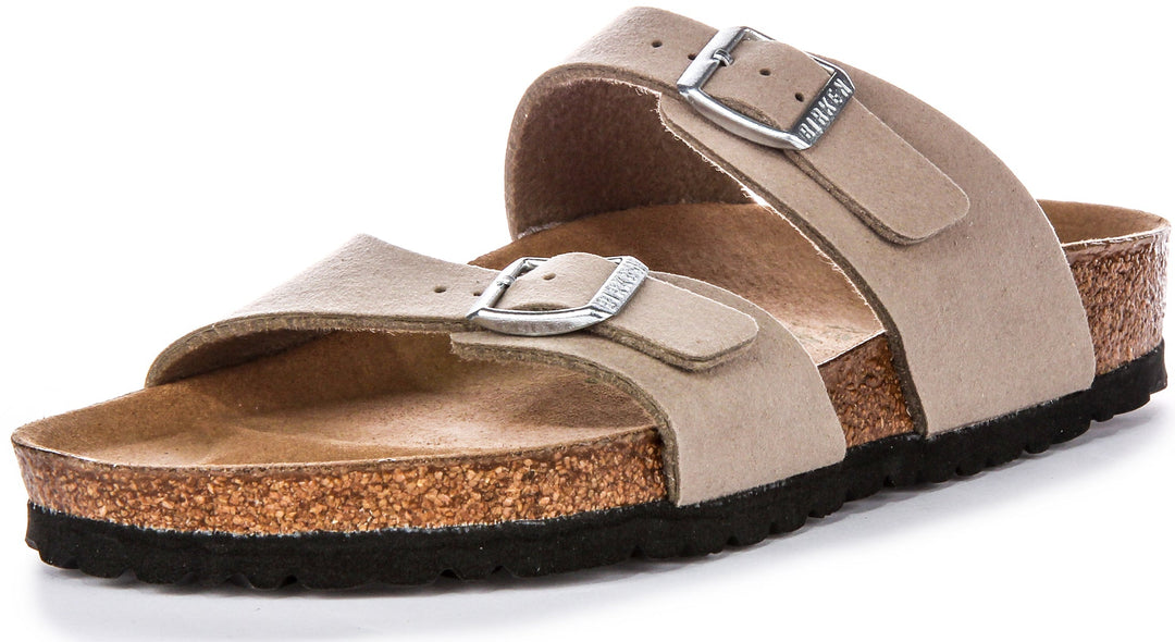 Birkenstock Sydney BS Sandales Véganes à Deux Brides Réglables en Taupe