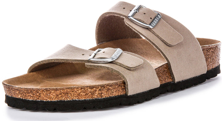 Birkenstock Sydney BS Sandales Véganes à Deux Brides Réglables en Taupe