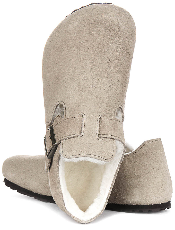 Birkenstock London en peau de mouton taupe | Coupe régulière