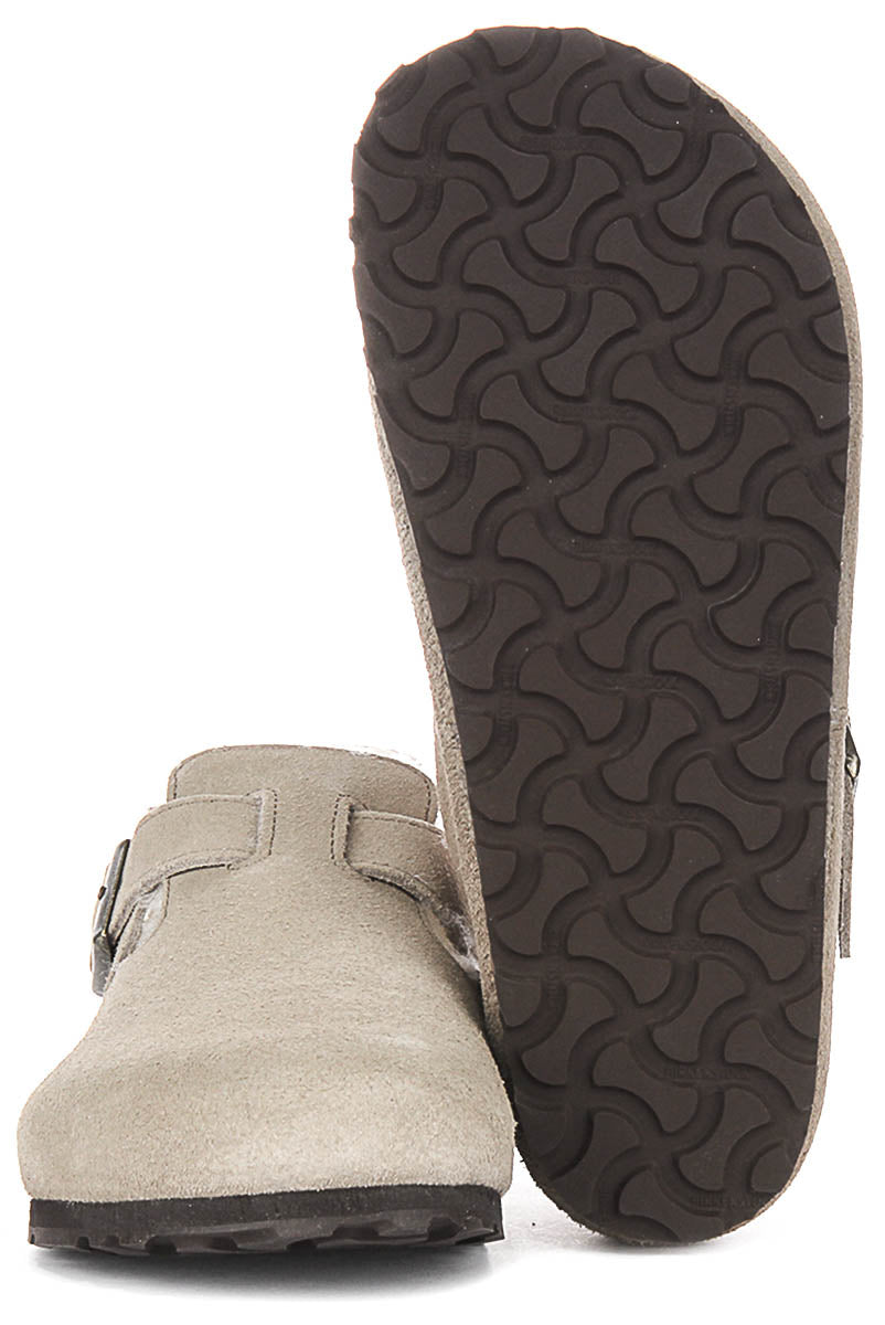 Birkenstock London en peau de mouton taupe | Coupe régulière