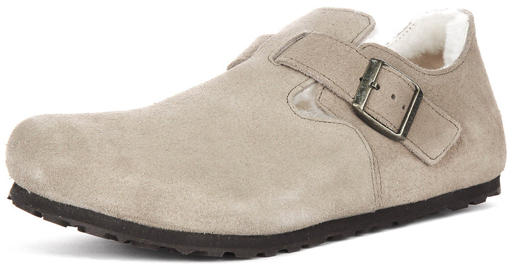Birkenstock London en peau de mouton taupe | Coupe régulière