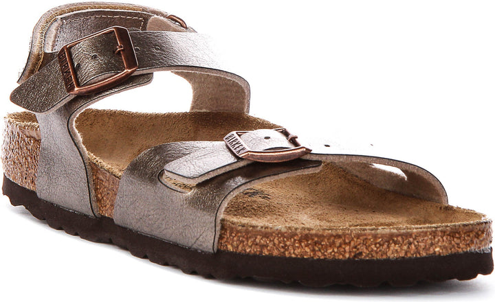 Birkenstock Rio Plain Kids In Taupe For Juniors | Narrow Fit