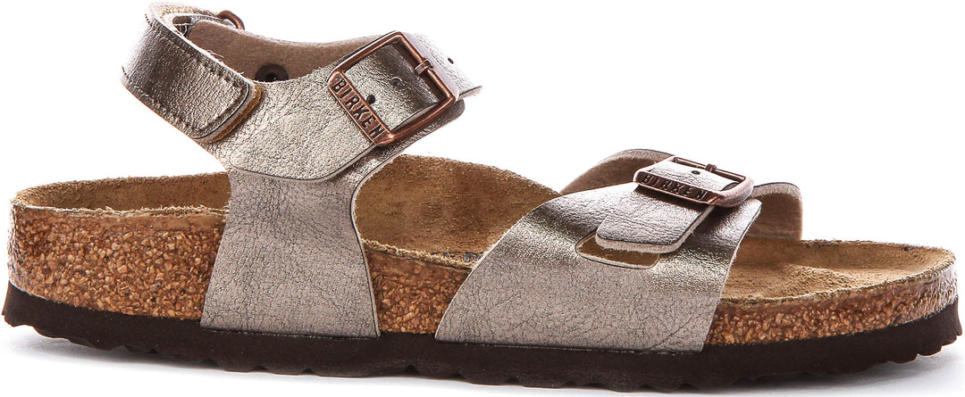 Birkenstock Rio Plain Kids In Taupe For Juniors | Narrow Fit