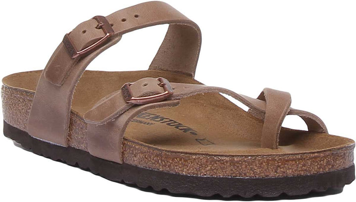 Birkenstock Mayari Sandale à lanières en cuir huilé pour femmes, tabac