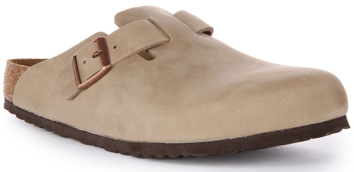 Birkenstock Boston BS Sandale en cuir huilé poure en tabac
