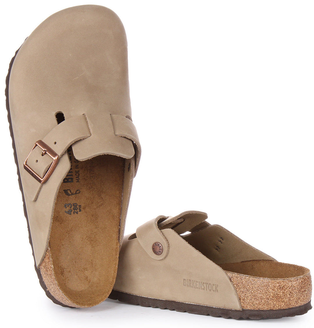 Birkenstock Boston BS Sandale en cuir huilé poure en tabac