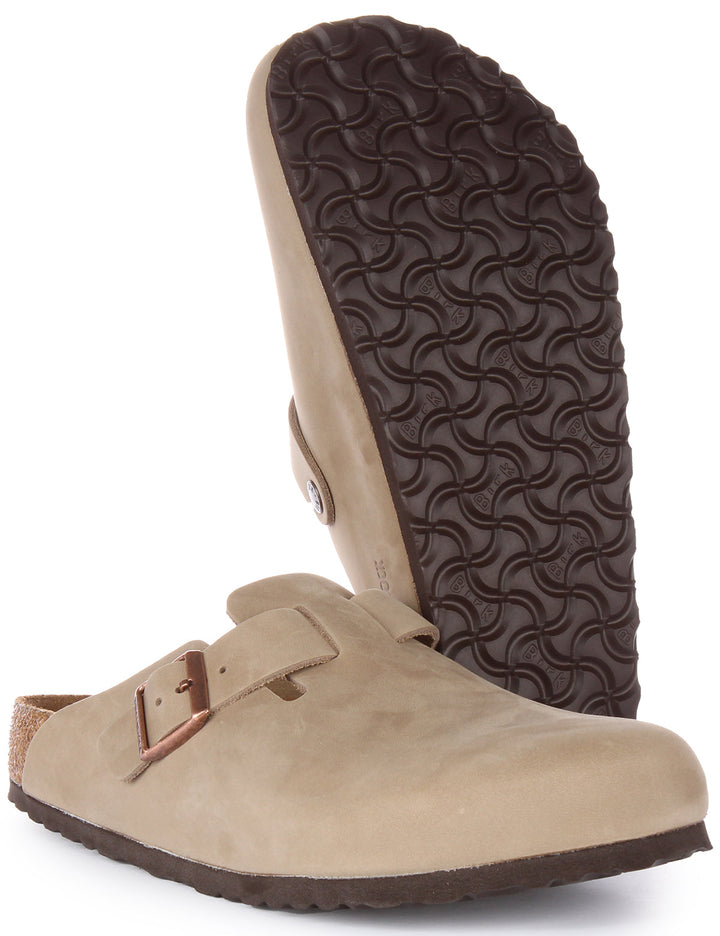 Birkenstock Boston BS Sandale en cuir huilé poure en tabac