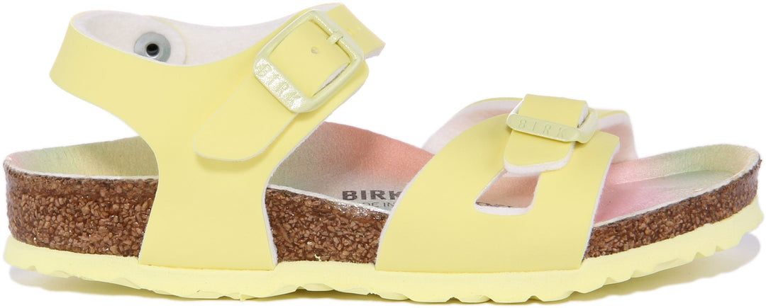 Birkenstock Rio Sandales à lanières en pierre métallique pour enfants en rose