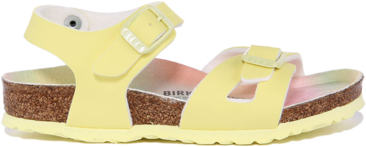 Birkenstock Rio Sandales à lanières en pierre métallique pour enfants en rose
